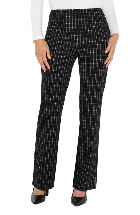 Pearl Windowpane Check Pull-On Flare Pants