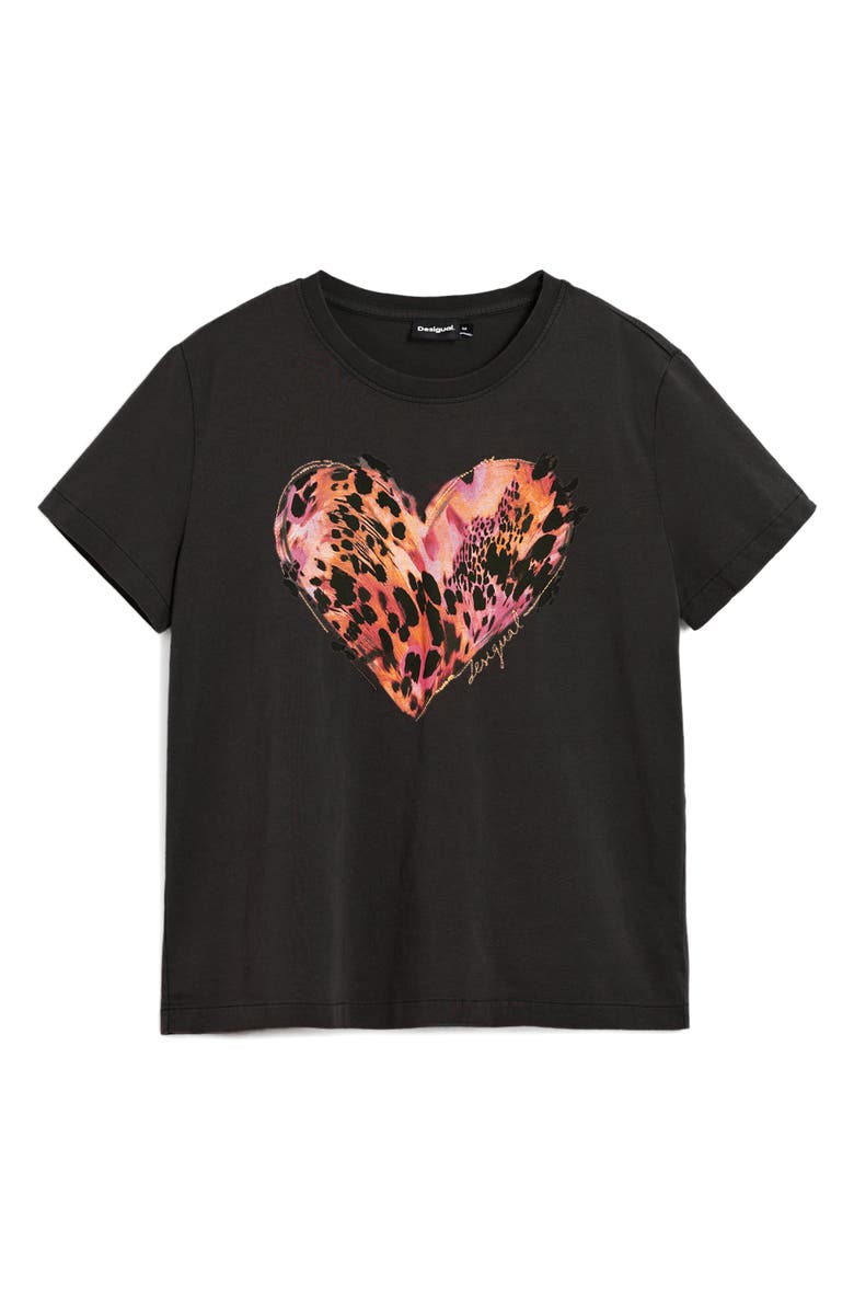 Desigual Heart Cotton Graphic T-Shirt, Alternate, color,