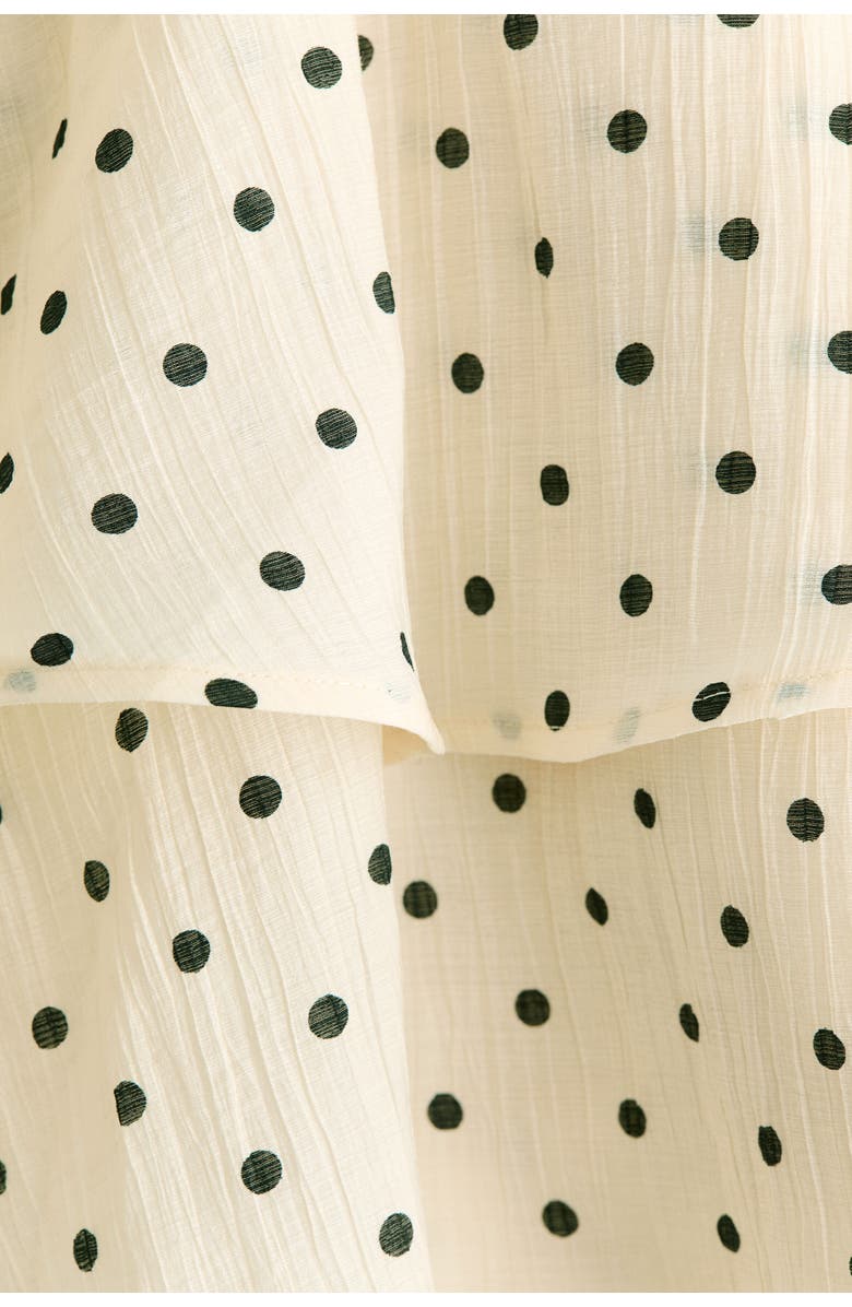 H&M Flared-skirt Ruched Dress, Alternate, color, Light Beige/Dotted