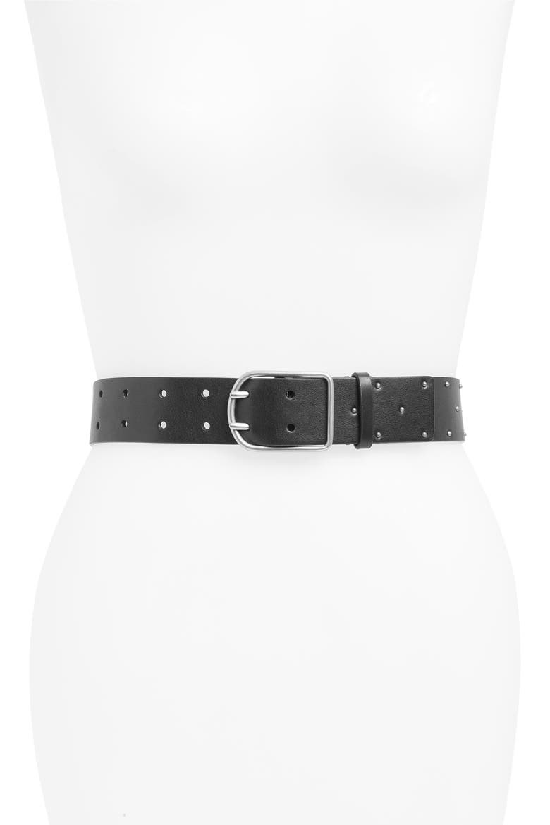 Micro Studded Belt, Main, color, BLACK/ DULL NICKEL