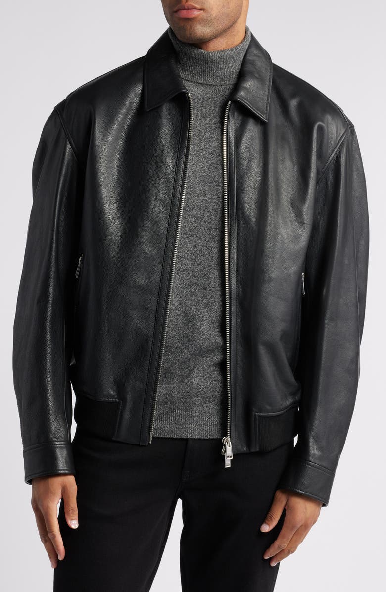 BOSS Merwyn Leather Jacket, Main, color, 