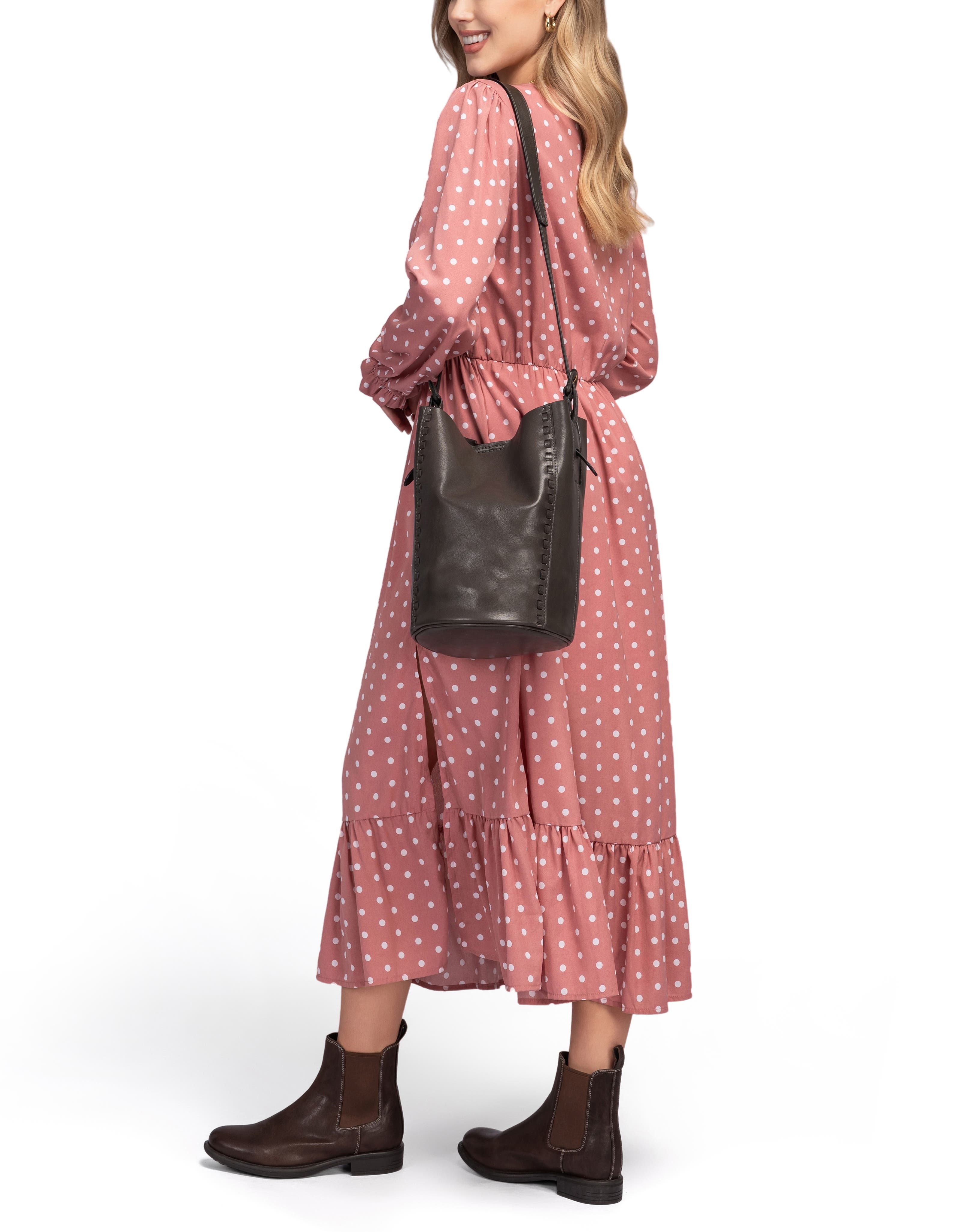 OLD TREND Juniper Genuine Leather Woven Barrel Crossbody Bag, Alternate, color, Slate