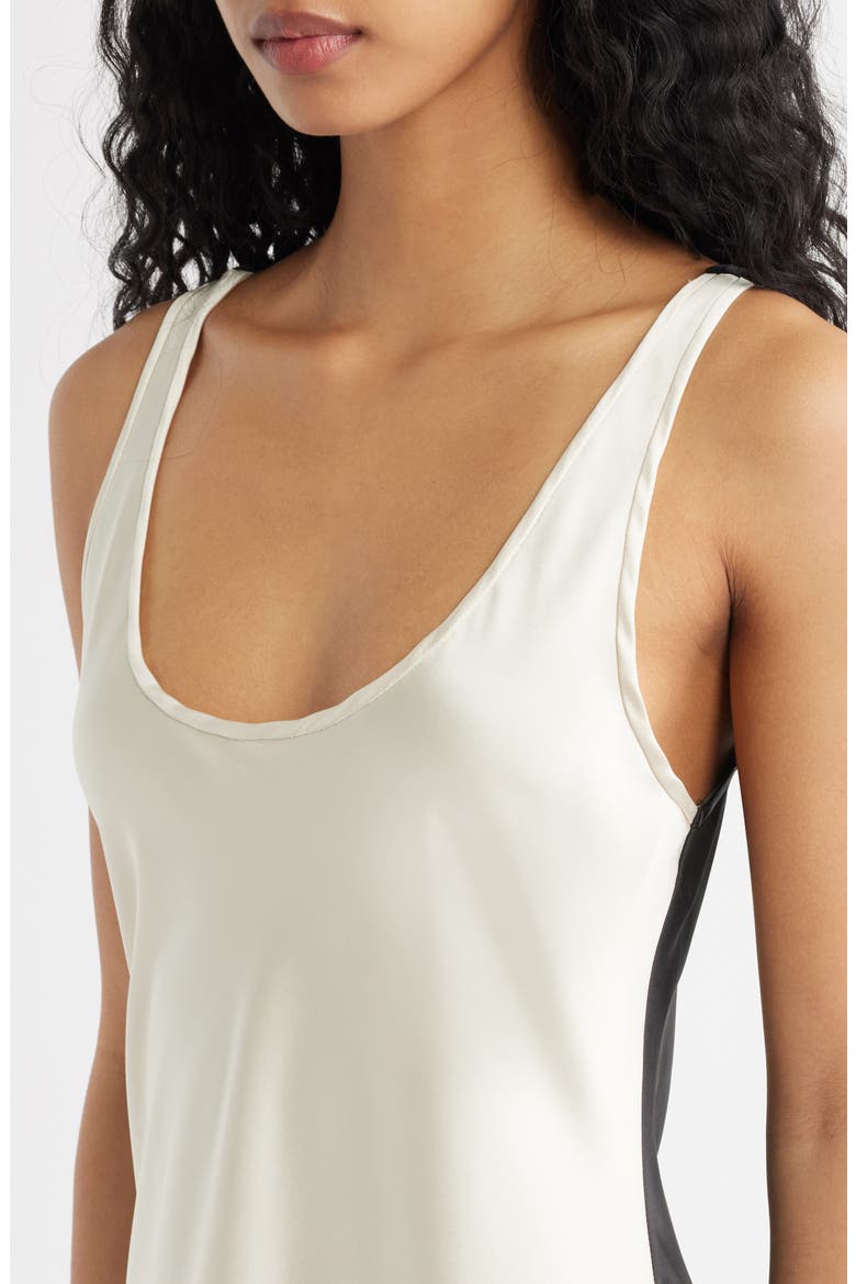 Luis Two-Tone Satin Slipdress, Alternate, color, ECRU