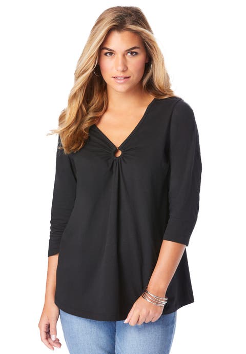 Plus Size Ultimate Keyhole V Neck Tee