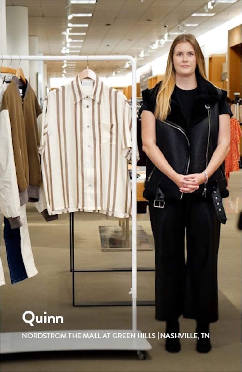 Stripe Short Sleeve Silk Button-Up Shirt, sales video thumbnail