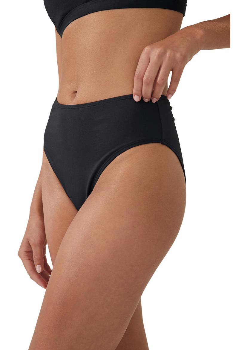 Women's Highwaisted Cheeky Bikini Bottom, Alternate, color, Black