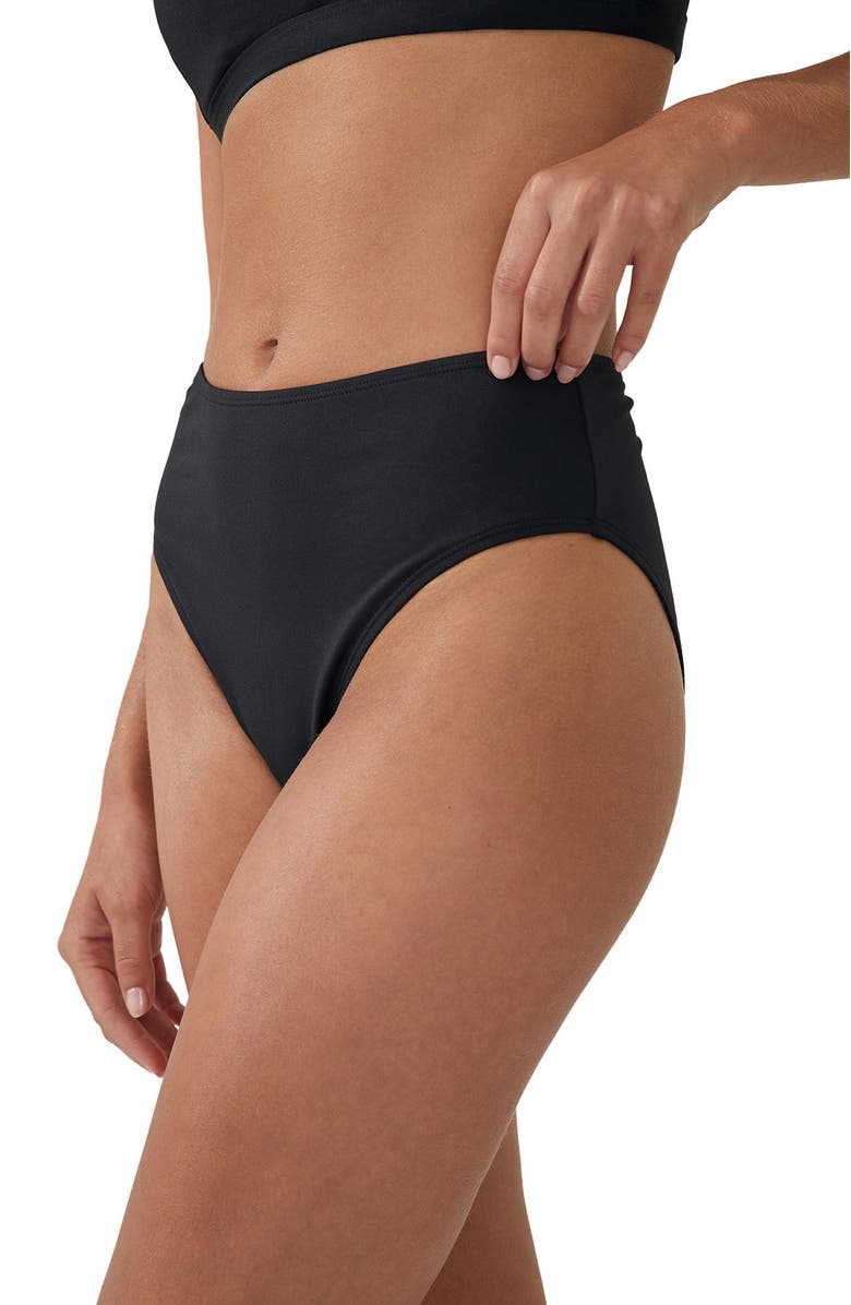 COTTON ON BODY Women's Highwaisted Cheeky Bikini Bottom, Alternate, color, Black