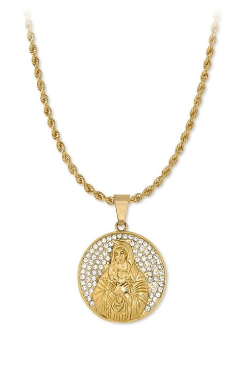 Men's Pavé Virgin Mary Pendant Necklace