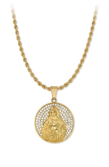 American Exchange Pavé Virgin Mary Pendant Necklace In Gold/silver