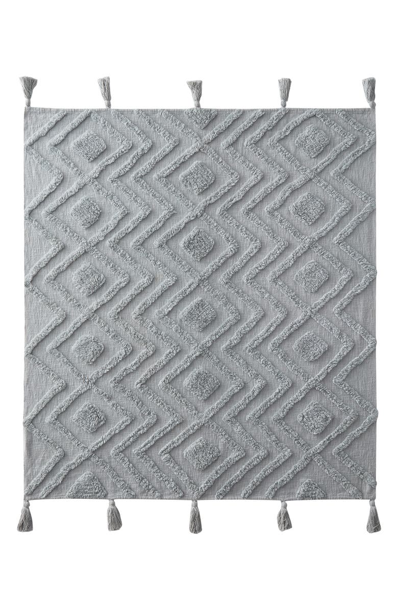 VCNY HOME Textured Tassel Throw Blanket, Main, color, Grey
