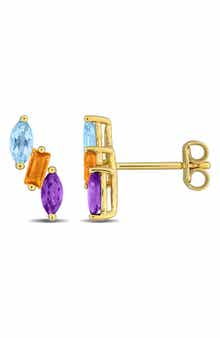 DELMAR Multistone Diagonal Stud Earrings