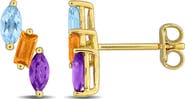 DELMAR Multistone Diagonal Stud Earrings
