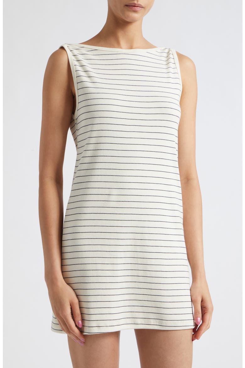 Nando Stripe Boatneck Cotton Minidress, Alternate, color, NATURAL/ MIDNIGHT STRIPE