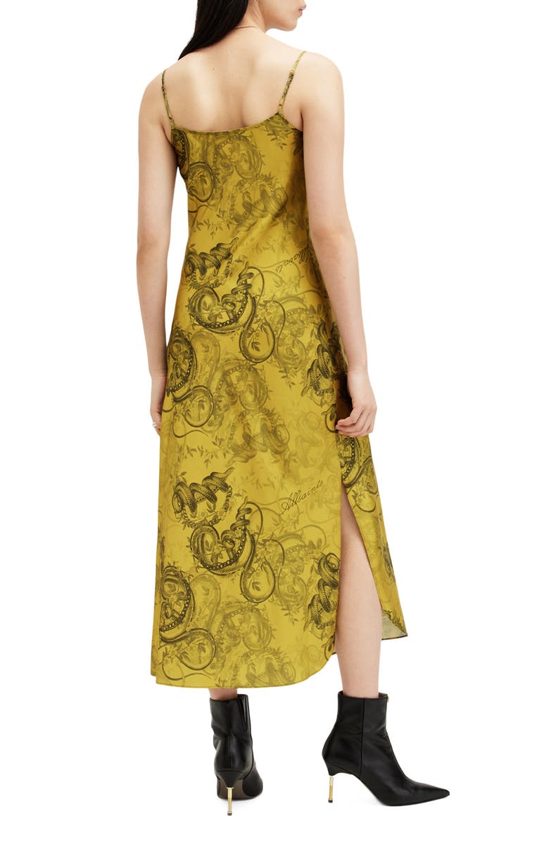 AllSaints Tiana Slim Fit Print Midi Slipdress, Alternate, color, 