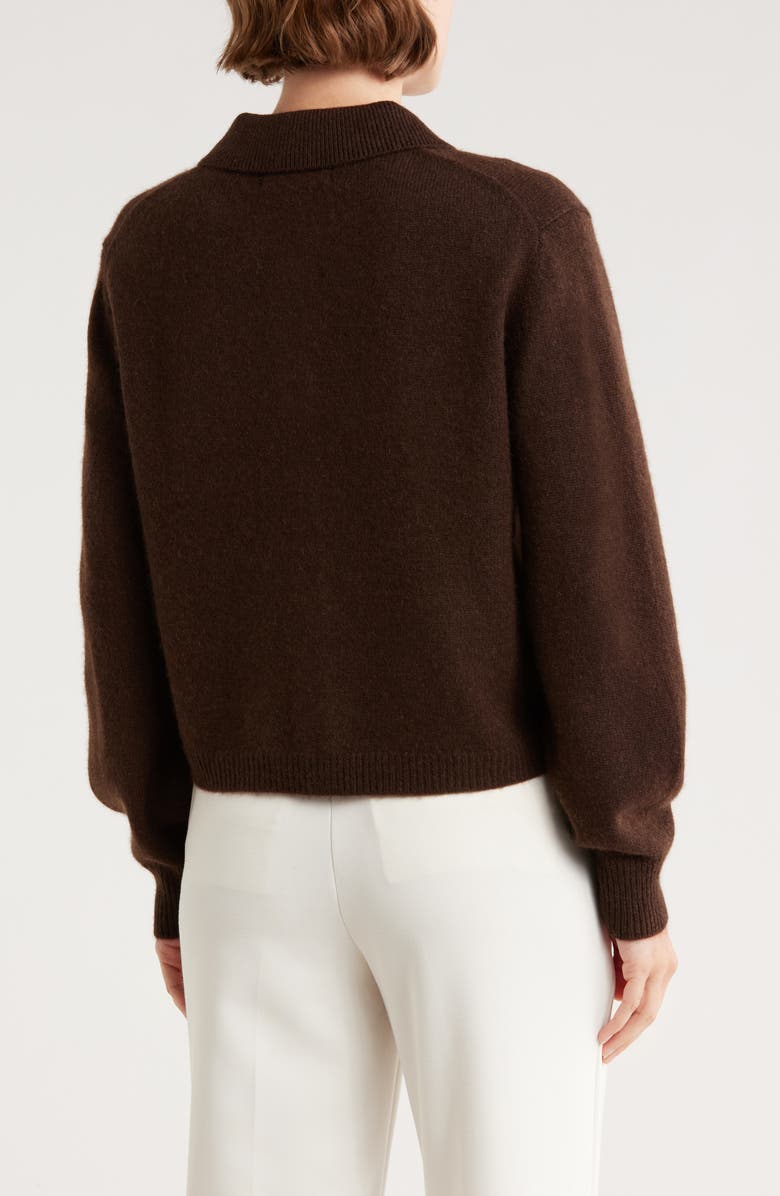Magaschoni Cashmere Polo Cardigan, Alternate, color, Midnight Brown