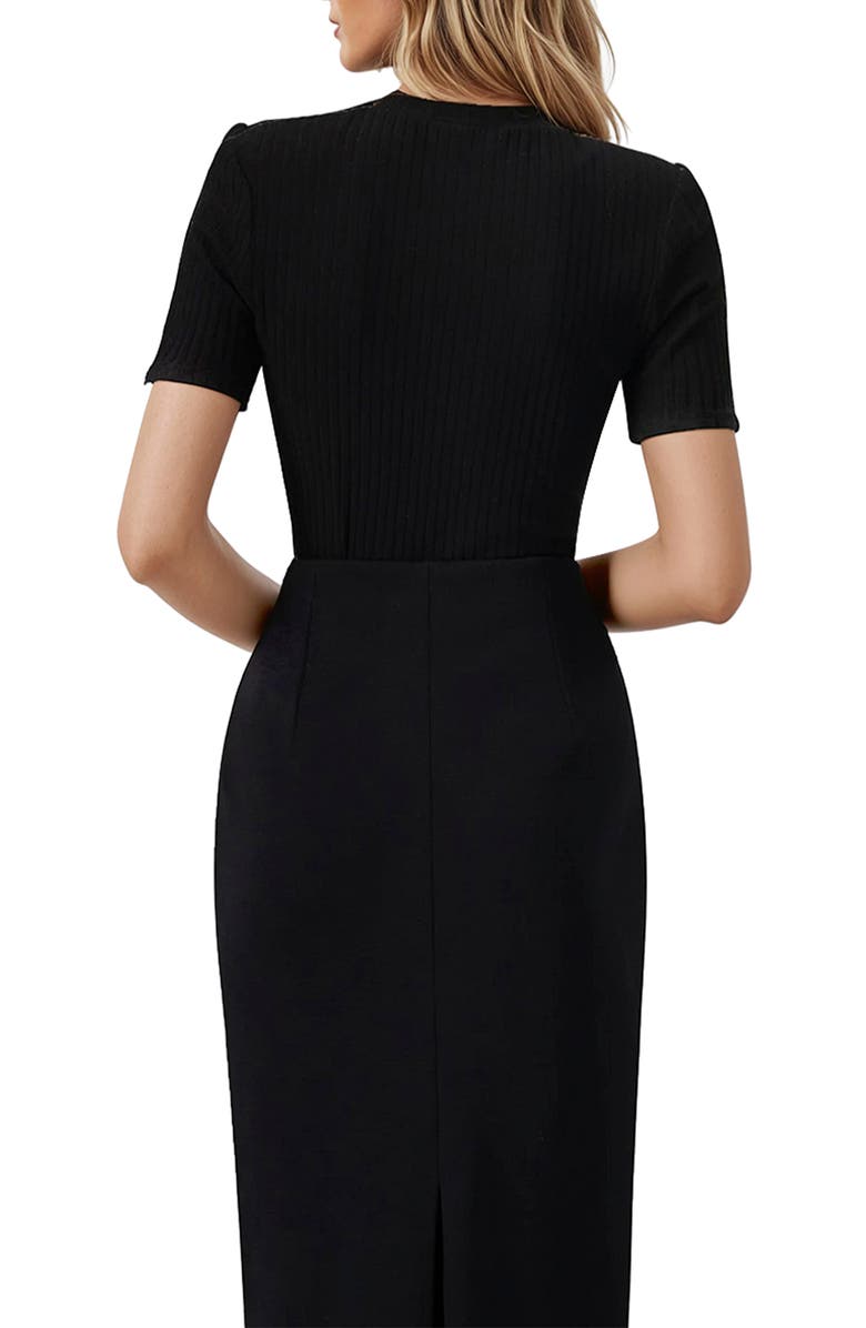 IVONNE Puffed Shoulder Black Top, Alternate, color, Black