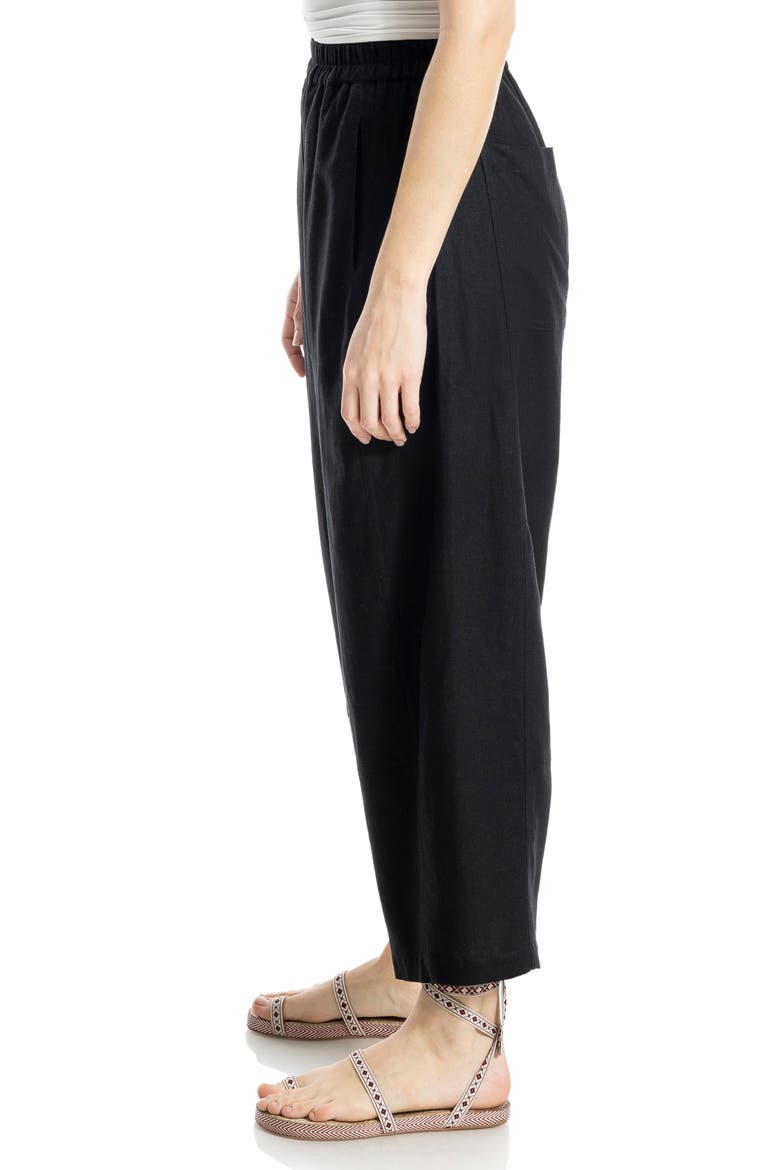 Crop Linen Blend Barrel Leg Pants, Alternate, color, BLACK