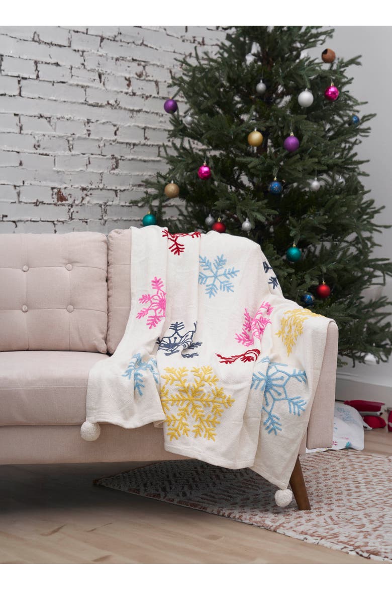 Boho Christmas Throw Blanket, Alternate, color, Beige