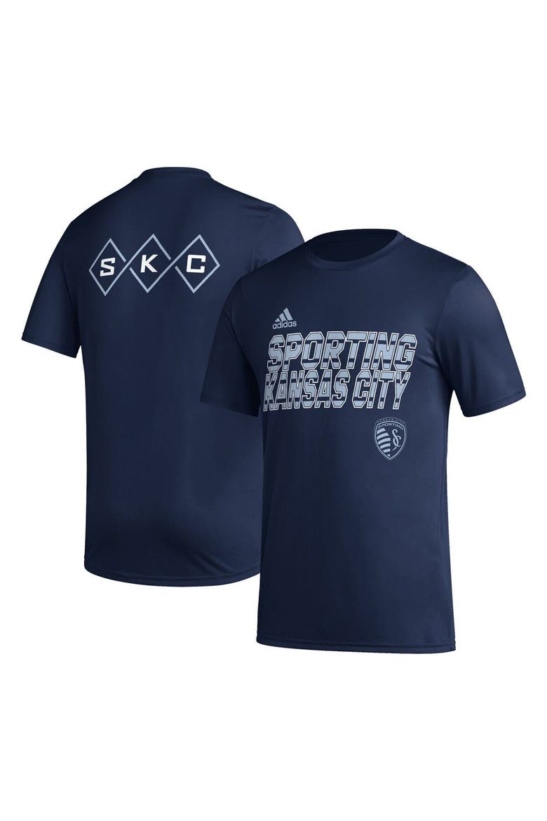 Men's adidas Navy Sporting Kansas City Team Jersey Hook AEROREADY T-Shirt, Main, color, Navy