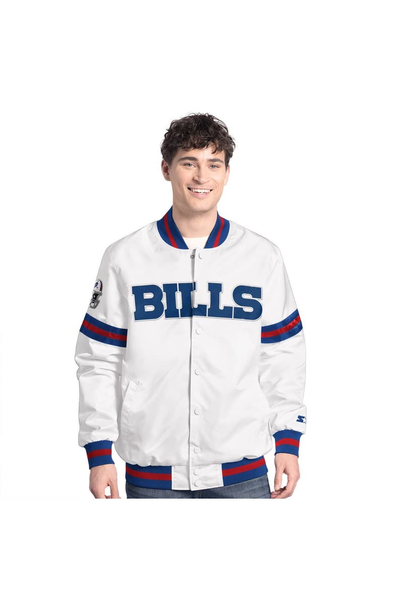 STARTER Men's Starter  White Buffalo Bills Scout Full-Snap Varsity Jacket, Alternate, color, White