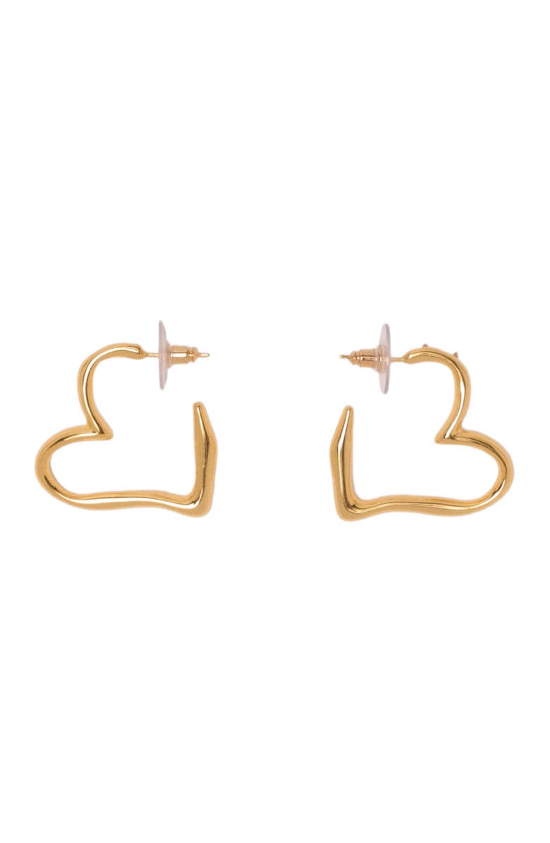 maje Gold-plated heart hoop earrings, Alternate, color, Light Gold