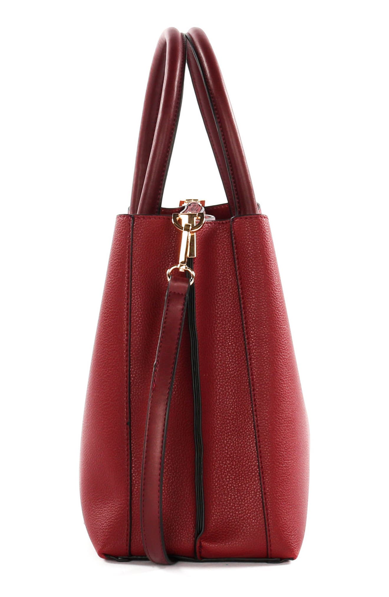 Céline Dion Symphony Faux Leather Satchel, Alternate, color, BURGUNDY