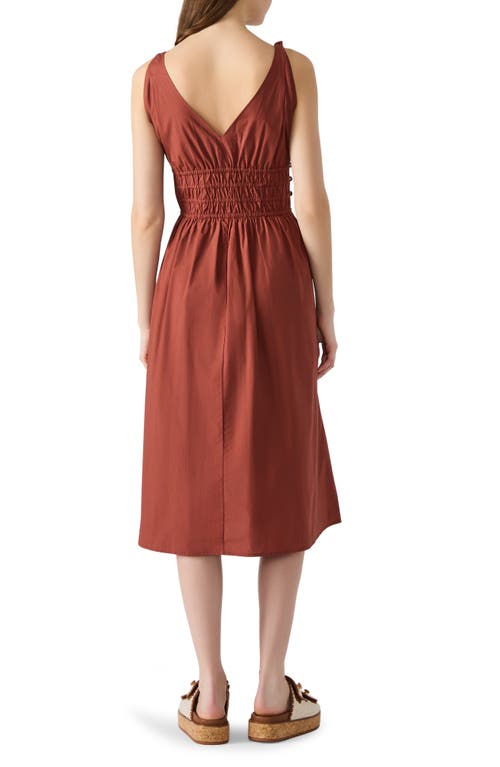 Steve Madden Kassie Bead Detail Smock Waist Cotton Midi Dress In Gray