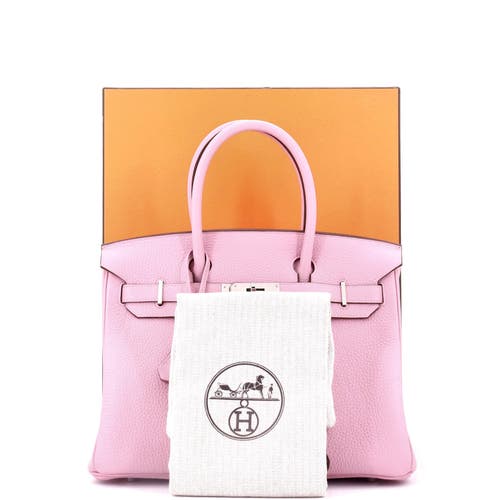 Pre-owned Hermes Hermes Birkin Handbag Pink Clemence With Palladium Hardware 30 In Purple
