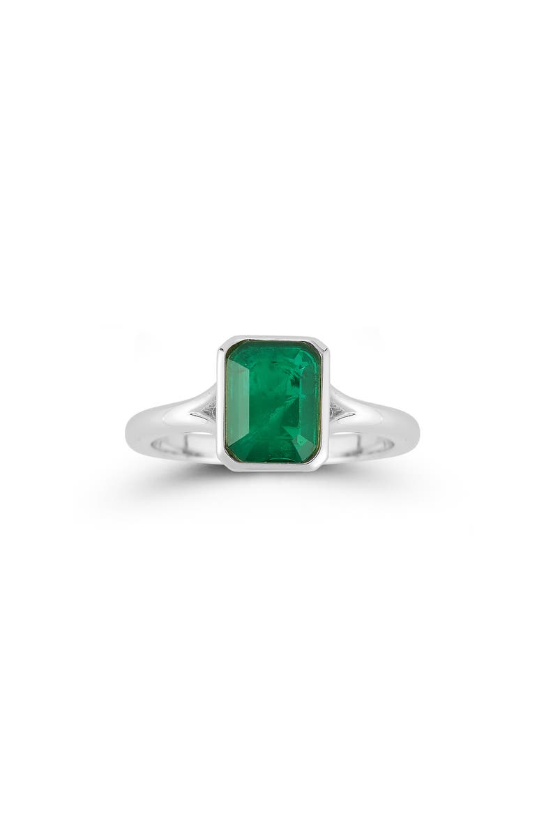 Emerald Cut Cubic Zirconia Signet Ring, Alternate, color, SILVER