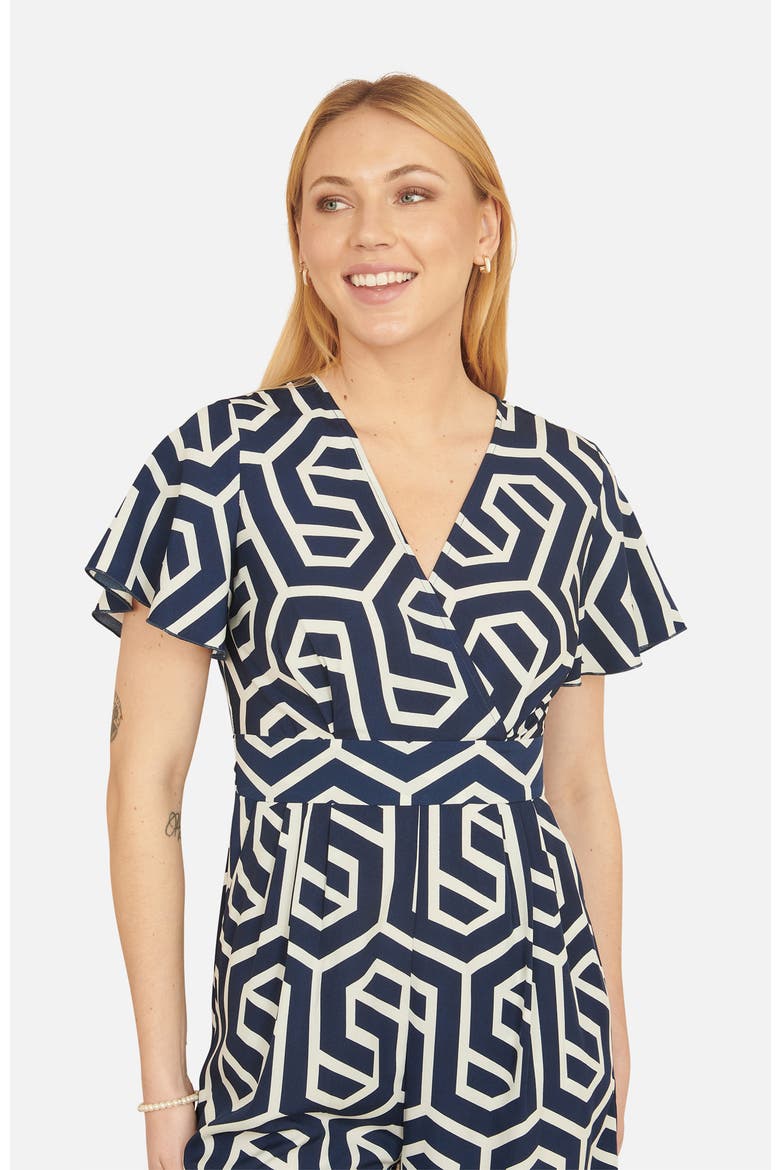 Sculpting Wrap Wide Leg Maxi Jumpsuit, Alternate, color, Navy
