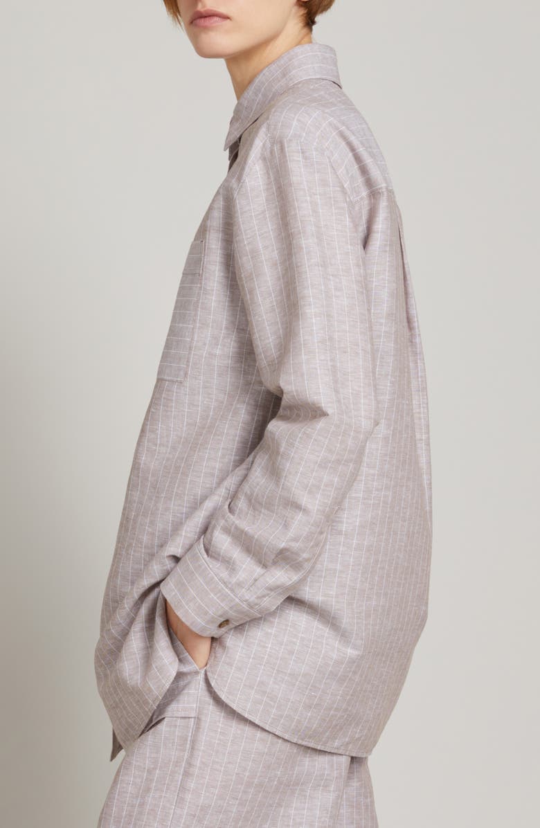 MM by Max Mara Ululo Linen Blend Oversize Shirt, Alternate, color, Hazelnut Brown