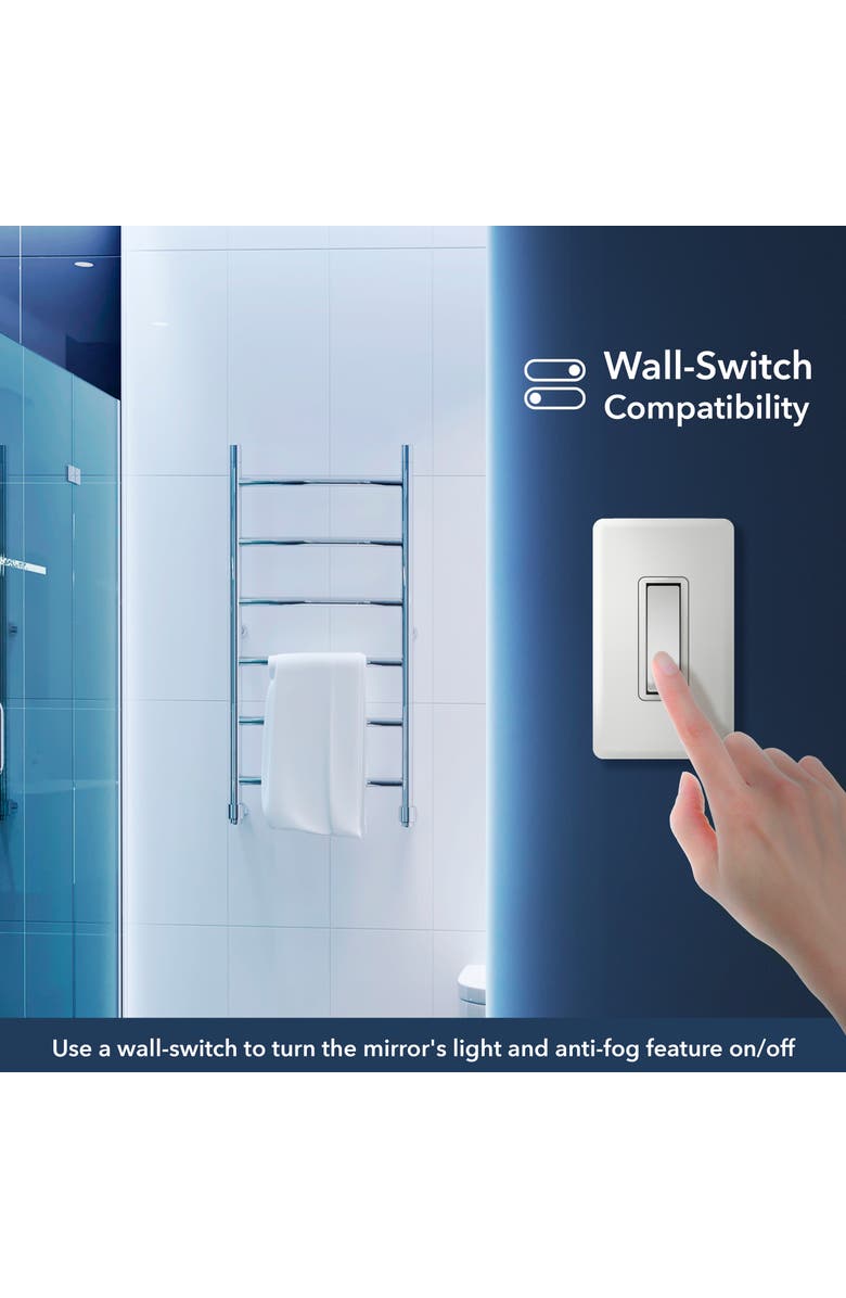 JONATHAN Y Nora Rectangular Frameless Antifog Back-Lit Wall Bathroom Vanity Mirror with Smart Touch, Alternate, color, 