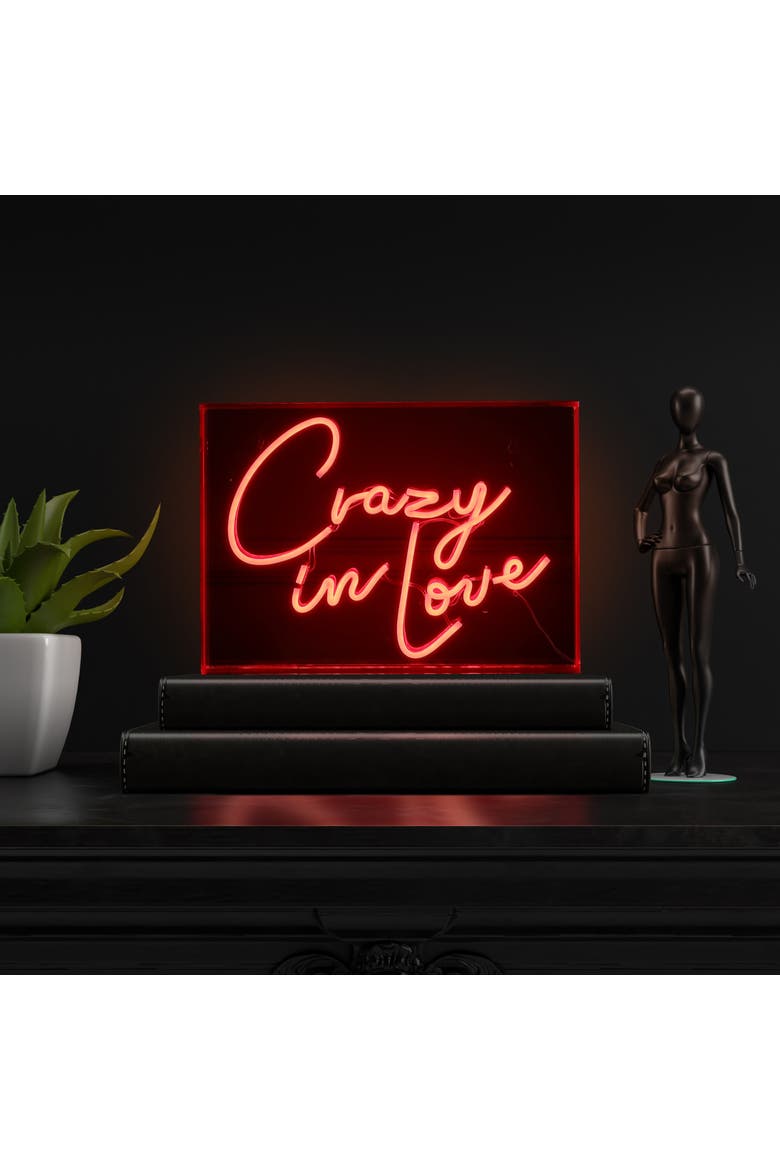 10" Contemporary Glam Acrylic Box USB Operated LED Neon Light, Alternate, color, Red