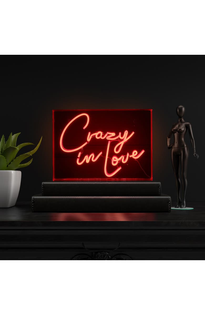 JONATHAN Y 10" Contemporary Glam Acrylic Box USB Operated LED Neon Light, Alternate, color, Red