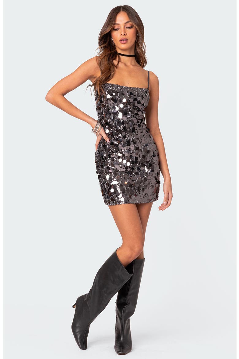 Bring the Sparkle Sequin Minidress, Alternate, color, GRAY