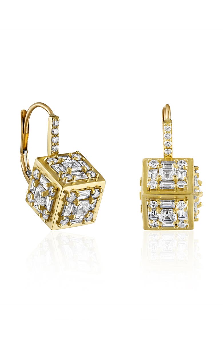 Mindi Mond Clarity 3D Diamond Drop Earrings, Main, color, Yellow Gold/ Diamond