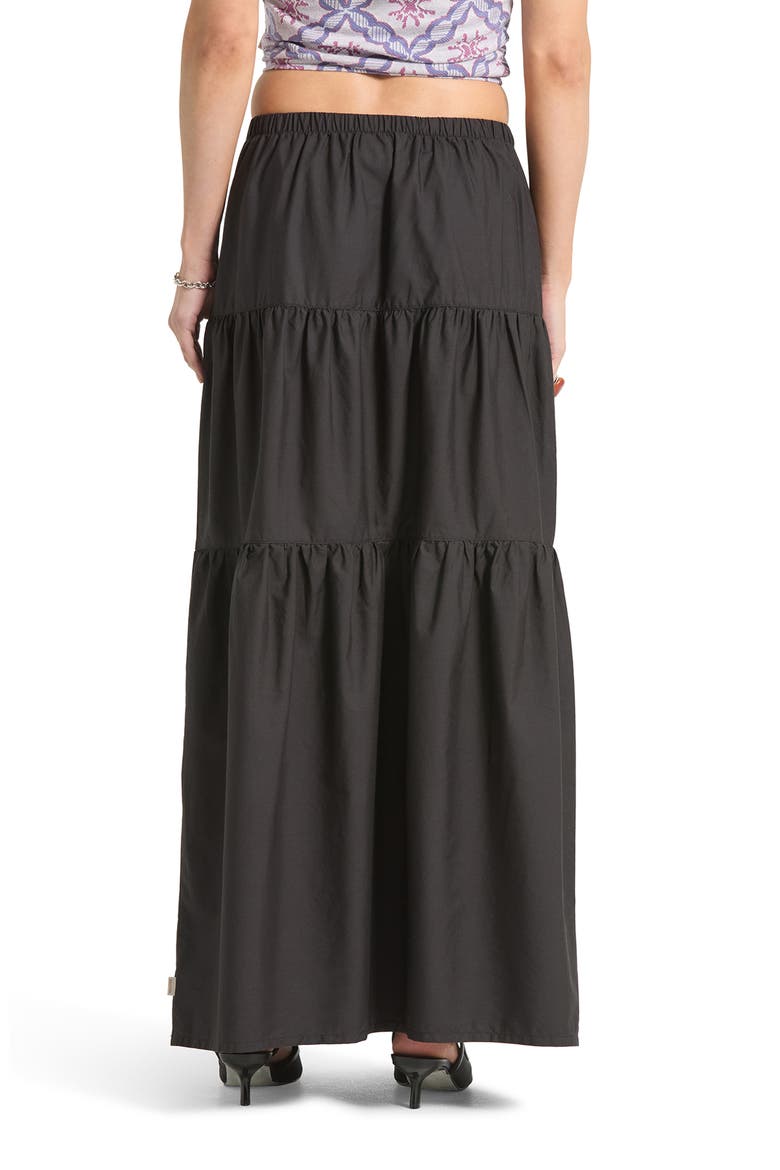 The Abigail Tiered Cotton Maxi Skirt, Alternate, color, BLACK