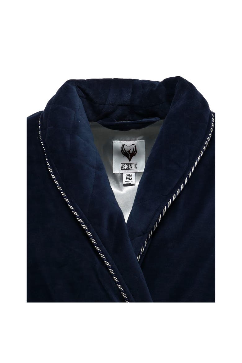 Men's Velour Smoking Jacket with Satin Lining, Alternate, color, Navy