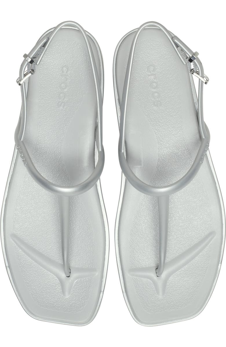 CROCS Miami Metallic T-Strap Sandal, Alternate, color, Silver