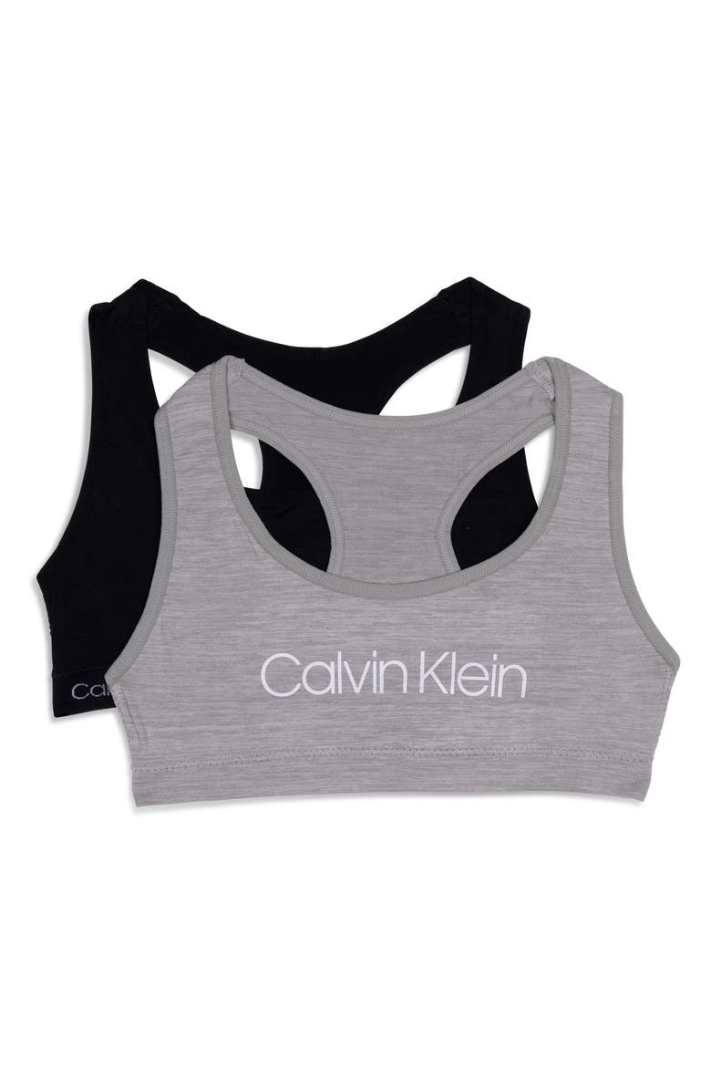 Calvin Klein Kids' Assorted 2-Pack Racerback Sports Bra, Main, color, Heathgy/ Blk
