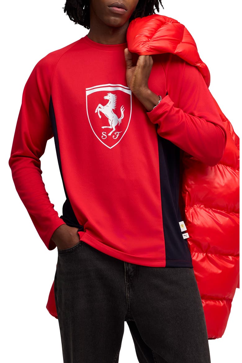 Ferrari Lifestyle Colorblock T-Shirt, Main, color, ROSSO CORSA