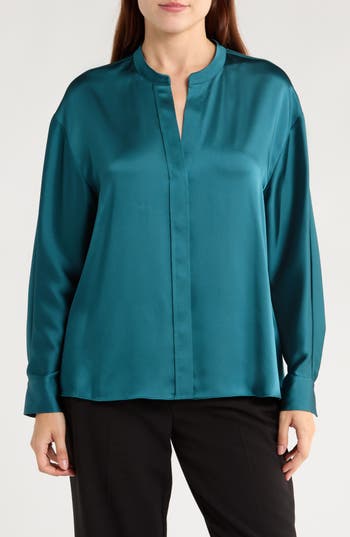 Vince Button-down Blouse In Green