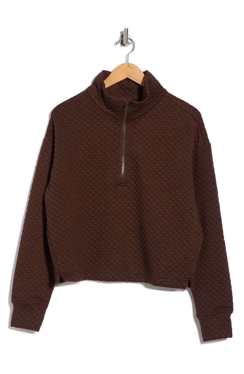 Z by Zella After Match Bubble Quarter Zip Pullover, Alternate, color, Brown Mole'