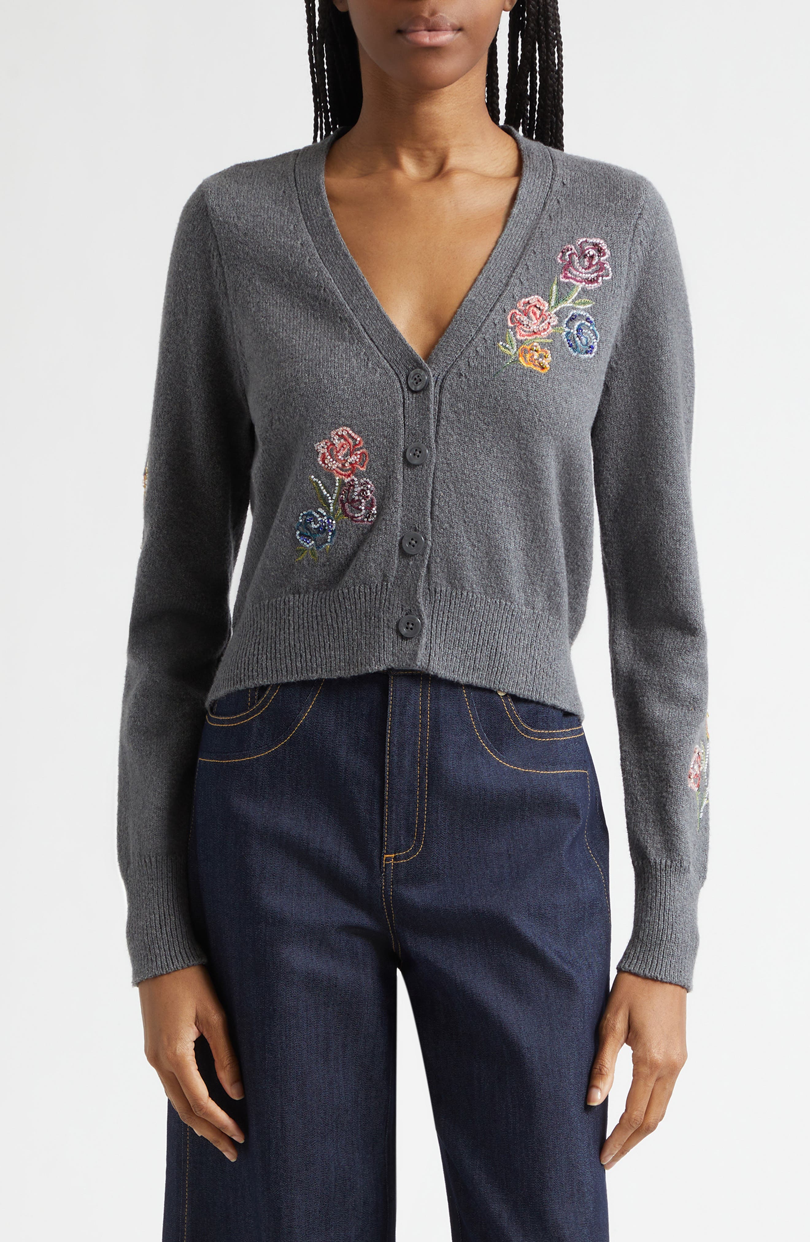Nikko Floral Ribbons Cotton Blend Cardigan