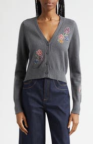 Cinq à Sept Nikko Floral Ribbons Cotton Blend Cardigan