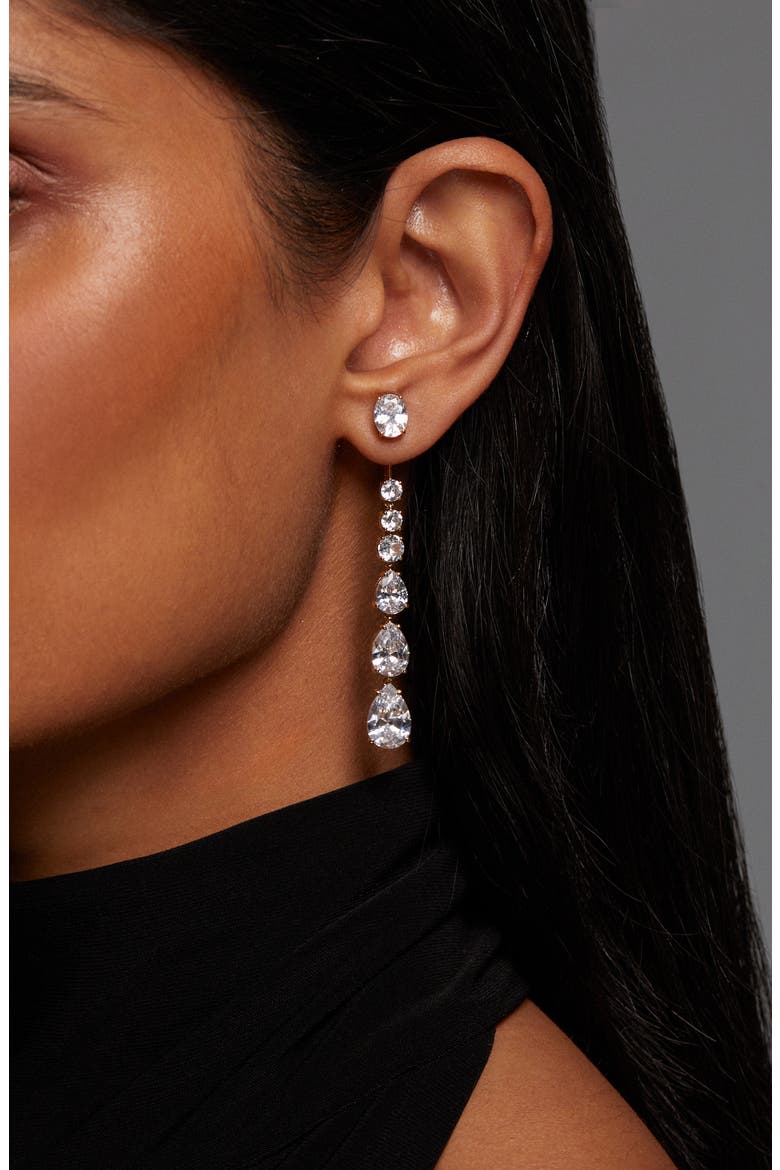 Sunshowere Crystal Front/Back Earrings, Alternate, color, GOLD/ CLEAR