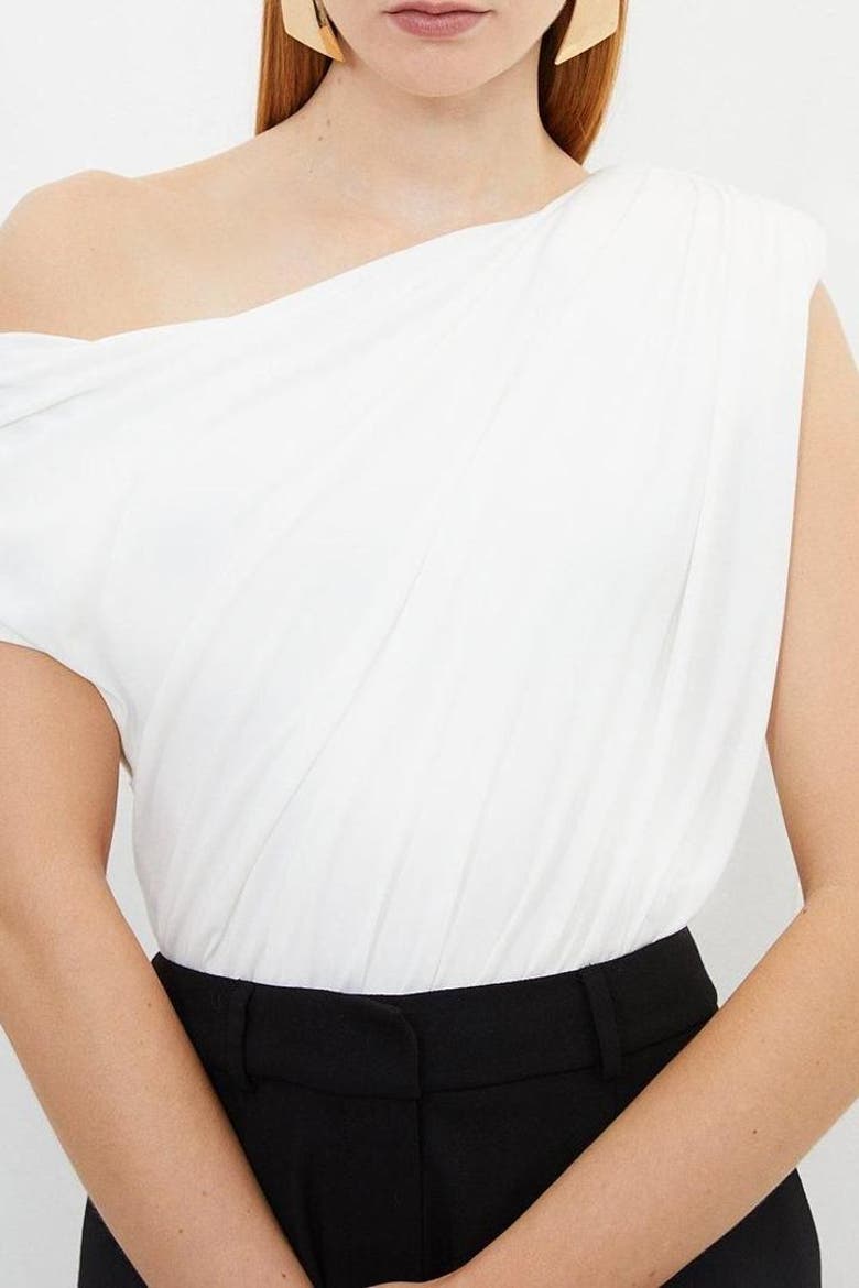 Asymmetric Bodysuit, Alternate, color, Ivory