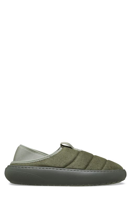 Crocs Classic Vegan Suede Quilted Slip On Shoe In Green
