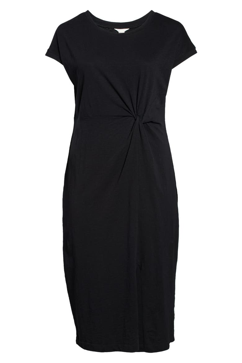 Twist Detail Organic Cotton Dress, Alternate, color, BLACK