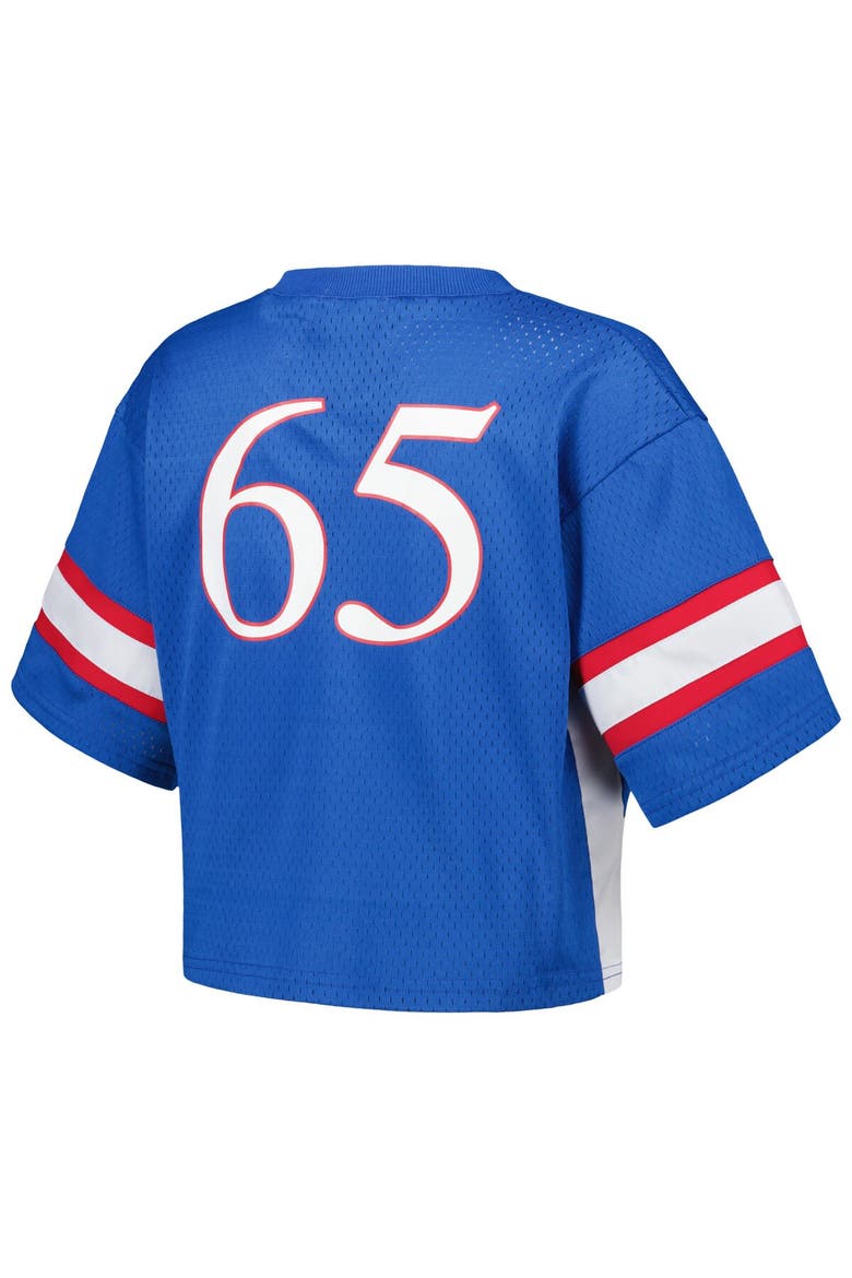 Women's Established & Co. #65 Royal Kansas Jayhawks Fashion Boxy Cropped Football Jersey, Alternate, color, Royal